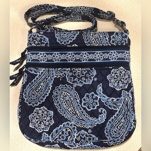 VERA BRADLEY "Blue Bandana" Iconic Triple Zip Hipster Crossbody Bag